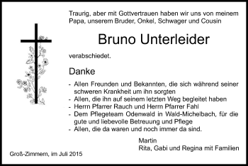 Traueranzeige von Bruno Unterleider von Offenbach