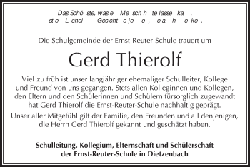 Traueranzeige von Gerd Thierolf von Offenbach