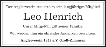 Traueranzeige von Leo Henrich von Offenbach