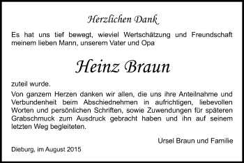 Traueranzeige von Heinz Braun von Offenbach