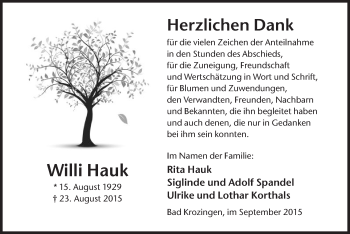 Traueranzeige von Willi Hauk von Offenbach