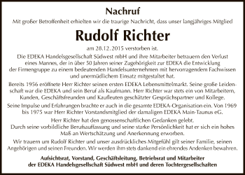 Traueranzeige von Rudolf Richter von Offenbach