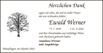 Traueranzeige von Ewald Werner von Offenbach