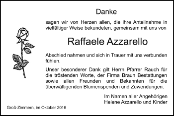 Traueranzeige von Raffaele Azzarello von Offenbach