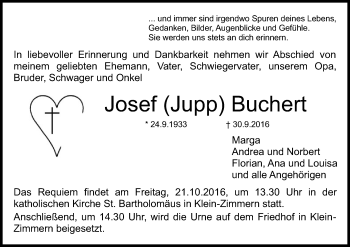 Traueranzeige von Josef Jupp Buchert von Offenbach