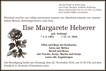 Traueranzeige von Ilse Margarete Heberer von Offenbach