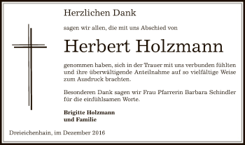 Traueranzeige von Herbert Holzmann von Offenbach