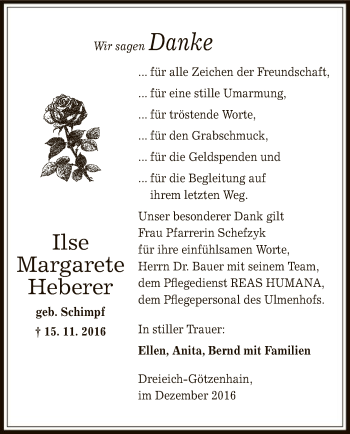 Traueranzeige von Ilse Margarete Heberer von Offenbach