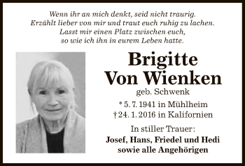 Traueranzeige von Brigitte Von Wienken von Offenbach