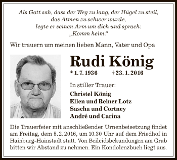 Traueranzeige von Rudi König von Offenbach