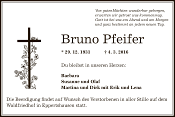 Traueranzeige von Bruno Pfeifer von Offenbach