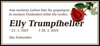 Traueranzeige von Elly Trumpfheller von Offenbach