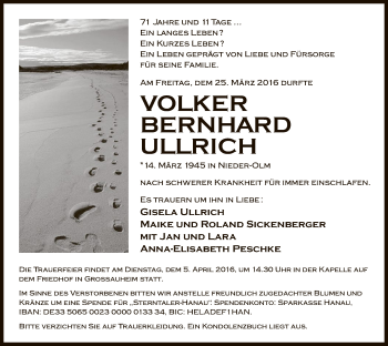 Traueranzeige von Volker Bernhard Ullrich von Offenbach