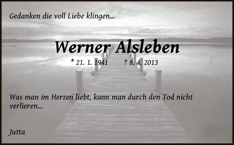  Traueranzeige für Werner Alsleben vom 07.04.2016 aus Offenbach