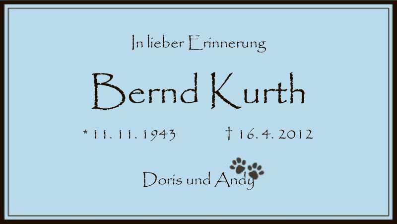  Traueranzeige für Bernd Kurth vom 14.04.2016 aus Offenbach