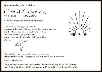 Traueranzeige von Ernst Eckrich von Offenbach