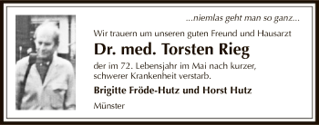 Traueranzeige von Torsten Rieg von Offenbach