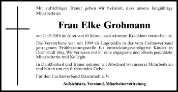 Traueranzeige von Elke Grohmann von Offenbach