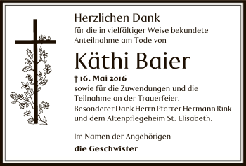 Traueranzeige von Käthi Baier von Offenbach