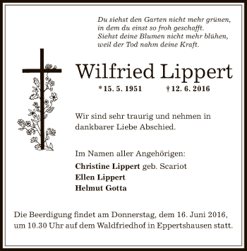 Traueranzeige von Wilfried Lippert von Offenbach