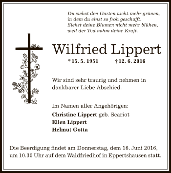 Traueranzeige von Wilfried Lippert von Offenbach