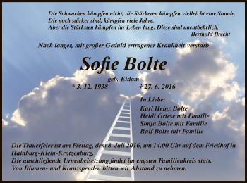 Traueranzeige von Sofie Bolte von Offenbach