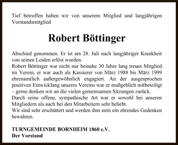 Traueranzeige von Robert Böttinger von Offenbach