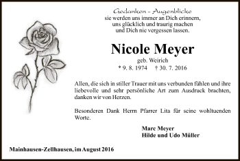 Traueranzeige von Nicole Meyer von Offenbach