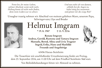 Traueranzeige von Helmut Imgram von Offenbach