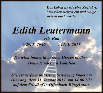 Traueranzeige von Edith Leutermann von Offenbach