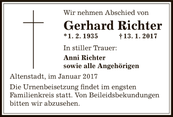 Traueranzeige von Gerhard Richter von Offenbach