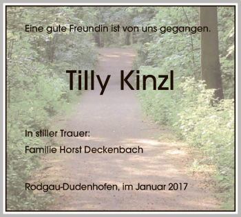 Traueranzeige von Tilly Kinzl von Offenbach