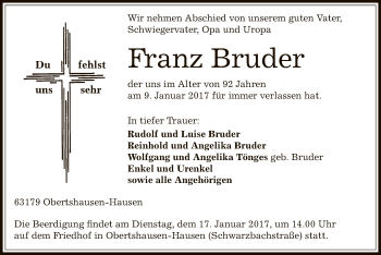 Traueranzeige von Franz Bruder von Offenbach