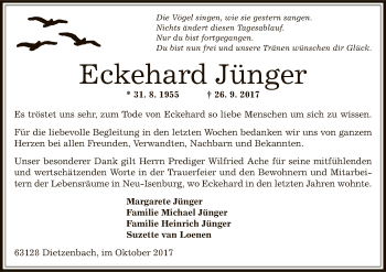Traueranzeige von Eckehard Jünger von Offenbach