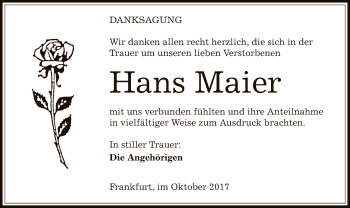 Traueranzeige von Hans Maier von Offenbach