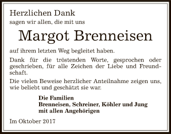 Traueranzeige von Margot Brenneisen von Offenbach