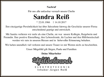 Traueranzeige von Sandra Reiß von Offenbach