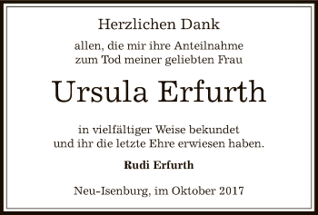 Traueranzeige von Ursula Erfurth von Offenbach