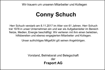 Traueranzeige von Conny Schuch von Offenbach