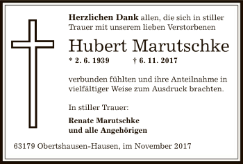 Traueranzeige von Hubert Marutschke von Offenbach