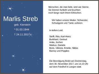 Traueranzeige von Marlis Streb von Offenbach