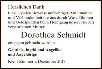 Traueranzeige von Dorothea Schmidt von Offenbach