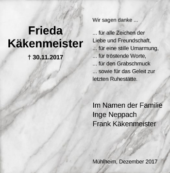 Traueranzeige von Frieda Käkenmeister von Offenbach