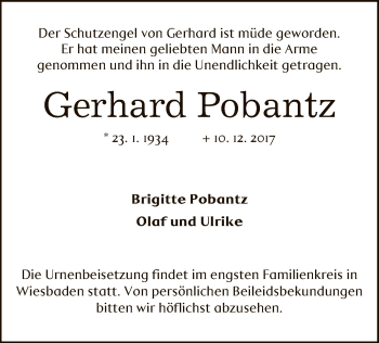 Traueranzeige von Gerhard Pobantz von Offenbach