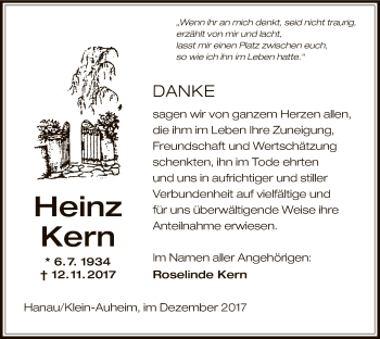 Traueranzeige von Heinz Kern von Offenbach