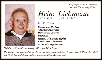 Traueranzeige von Heinz Liebmann von Offenbach