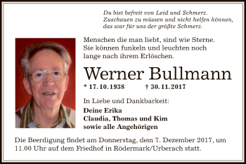 Traueranzeige von Werner Bullmann von Offenbach