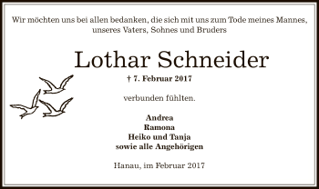 Traueranzeige von Lothar Schneider von Offenbach