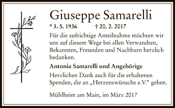 Traueranzeige von Giuseppe Samarelli von Offenbach