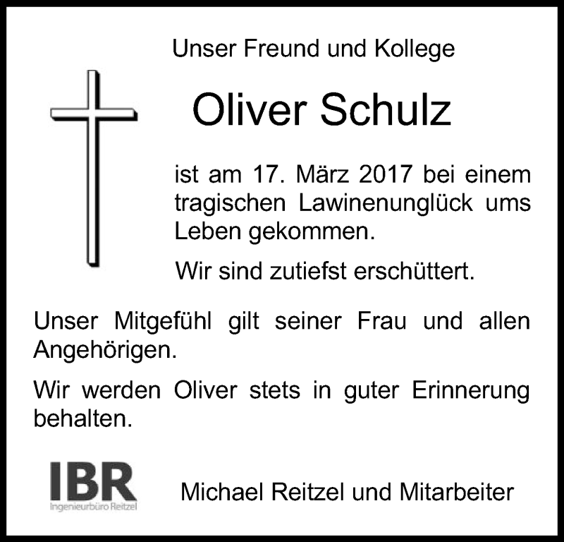  Traueranzeige für Oliver Schulz vom 23.03.2017 aus Offenbach